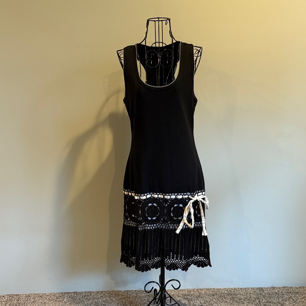 Moda International Black and White crochet tank Dress